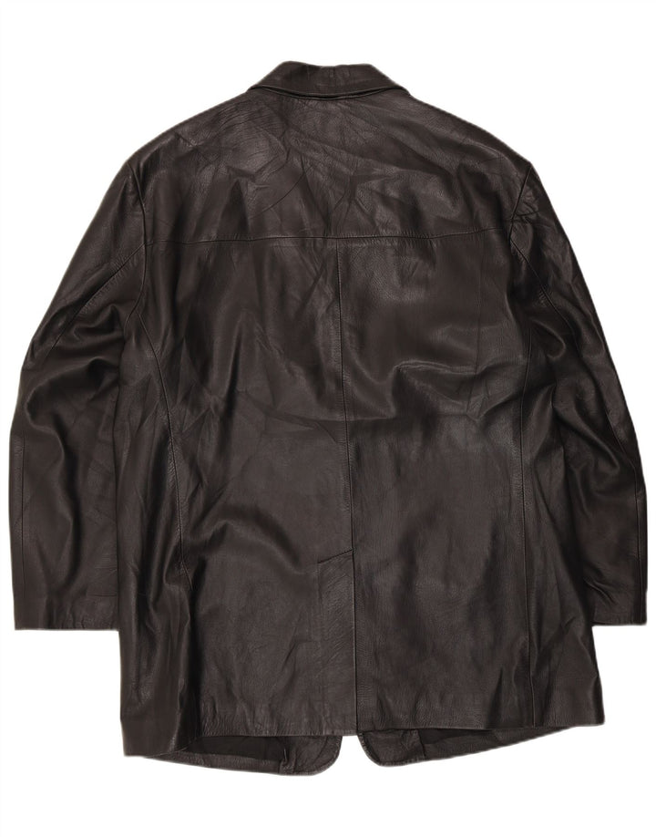 Johns And Son's Veste blazer en cuir à 3 boutons pour homme IT 56 3XL Cuir noir