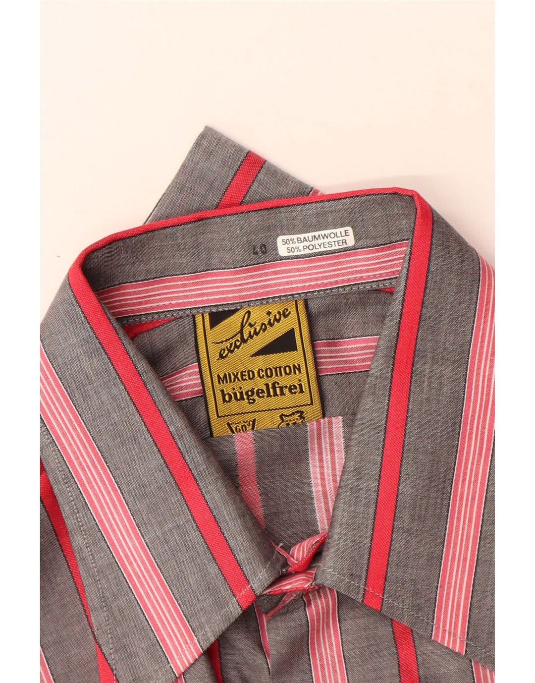 Bugelfrei Chemise Homme Taille 40 Coton Rayé Gris Moyen