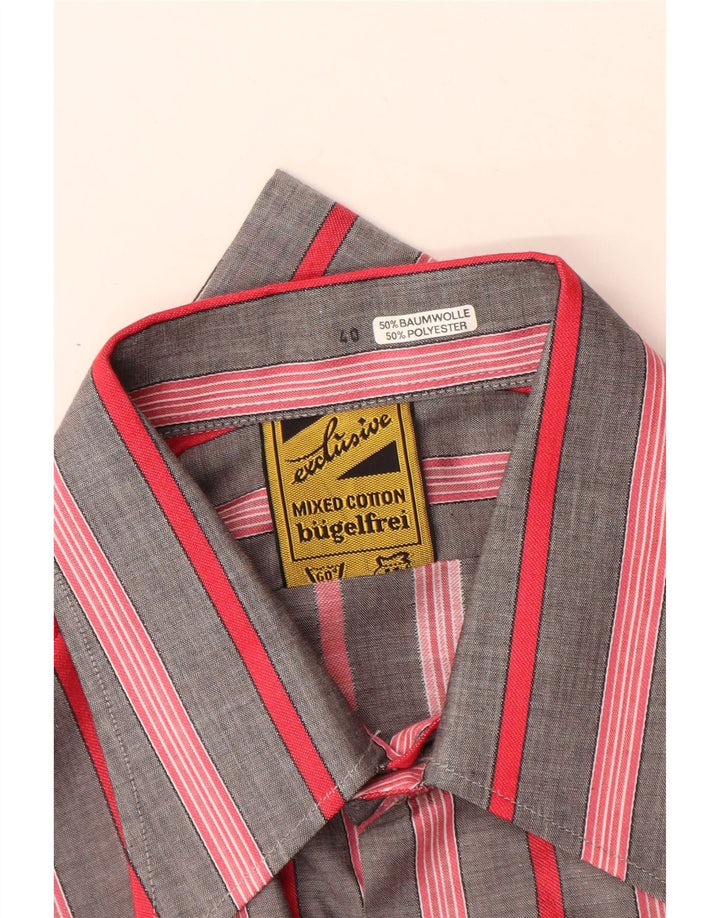 Bugelfrei Chemise Homme Taille 40 Coton Rayé Gris Moyen