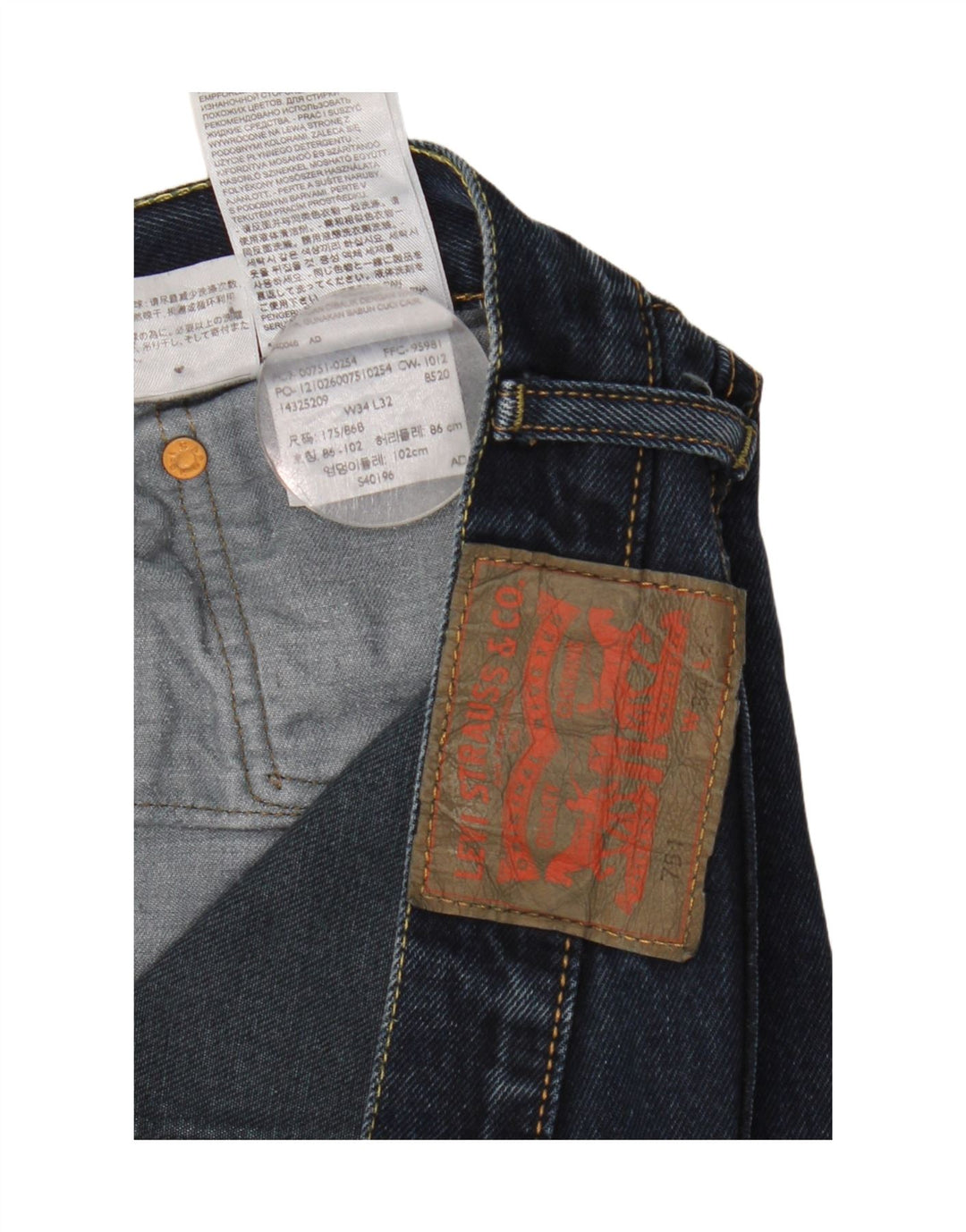 Levi's Jean Droit 751 Homme Bleu Marine W34 L32 Coton