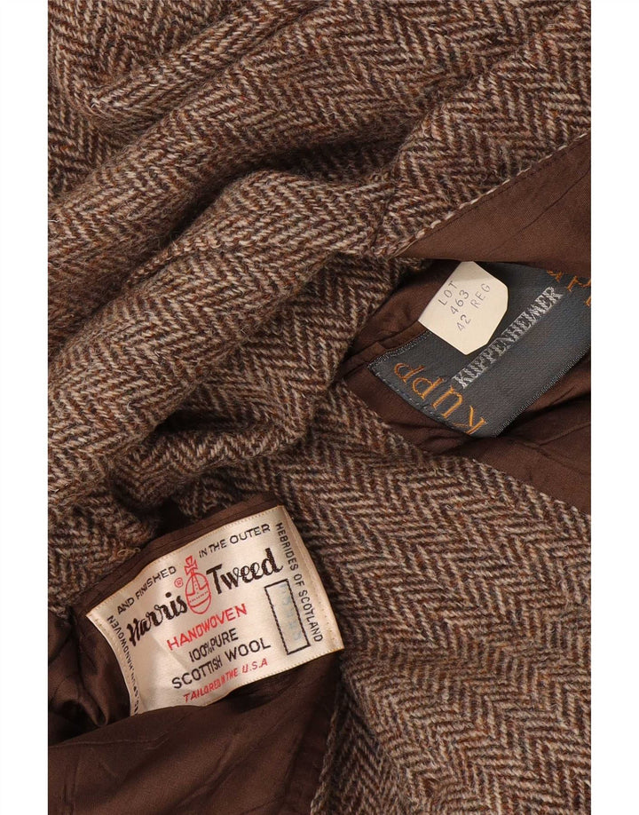 Harris Tweed Veste blazer coupe régulière pour homme UK 42 grands chevrons marron
