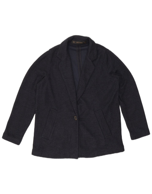 Zara Veste blazer surdimensionnée à 1 bouton pour femme UK 6 XS Bleu marine Polyester