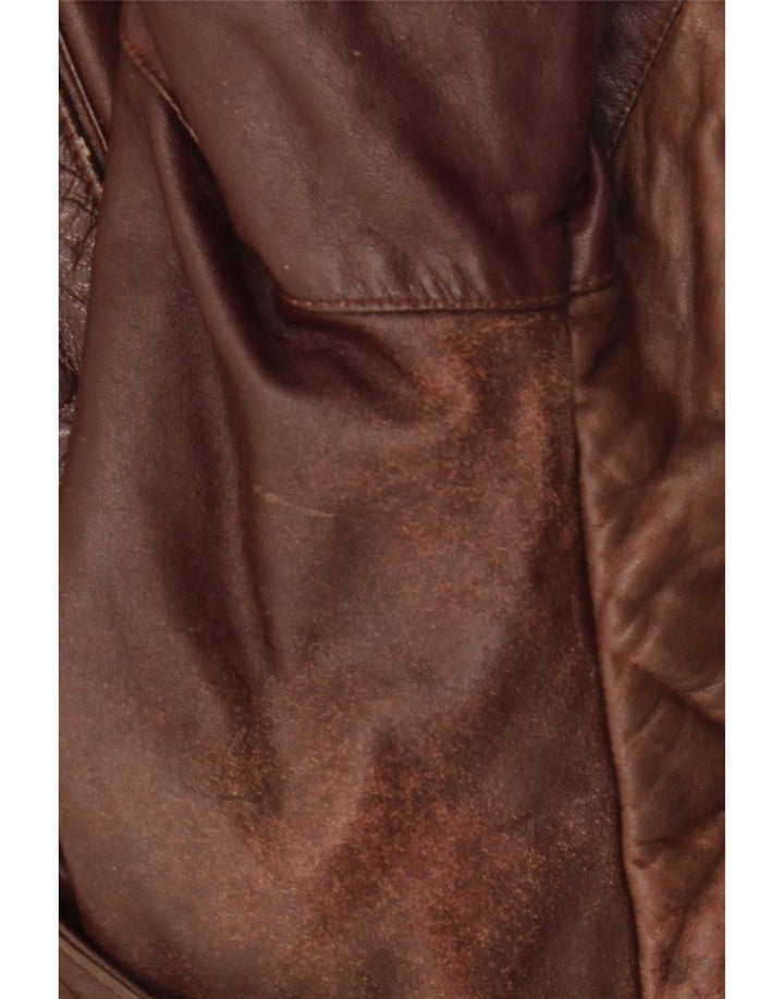 veste en cuir surdimensionnée femme vintage EU 38 Cuir brun moyen