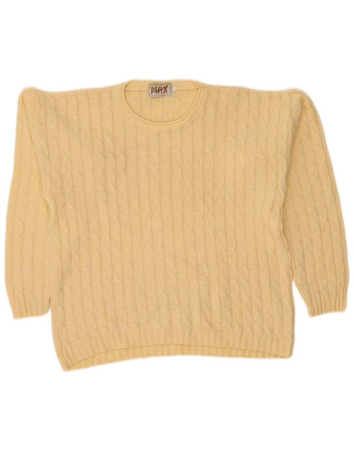 MAGLIERIA Pull Col Rond Homme Laine Jaune Moyen