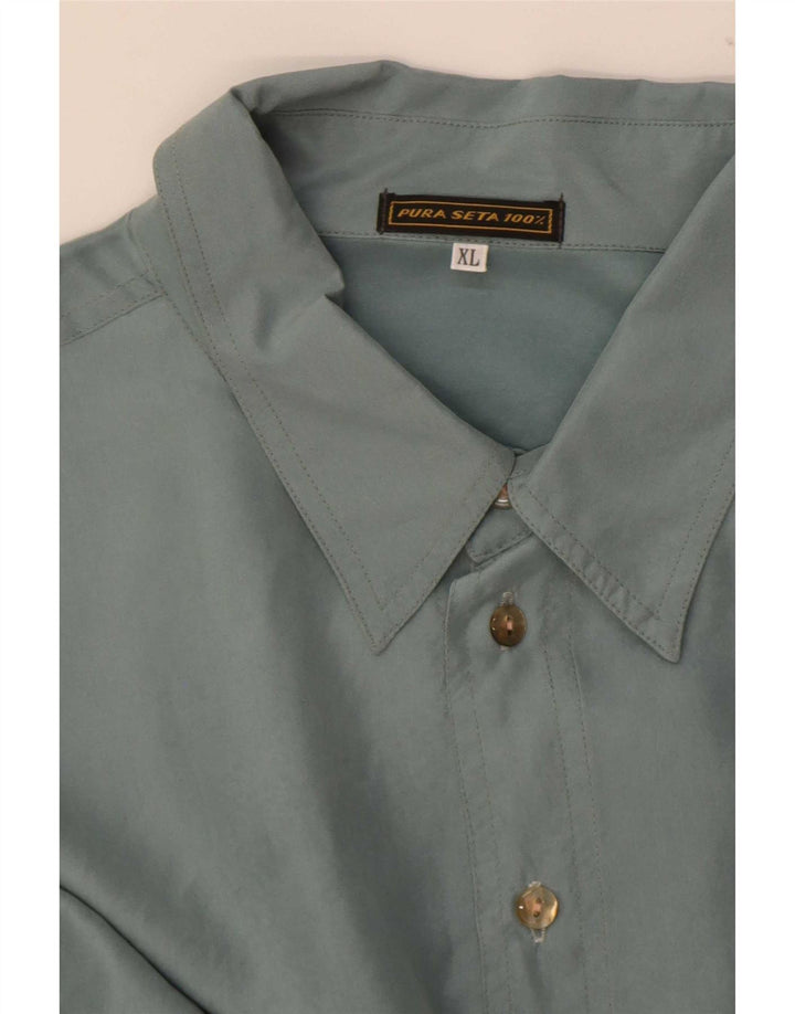Chemise Homme Vintage XL Soie Verte