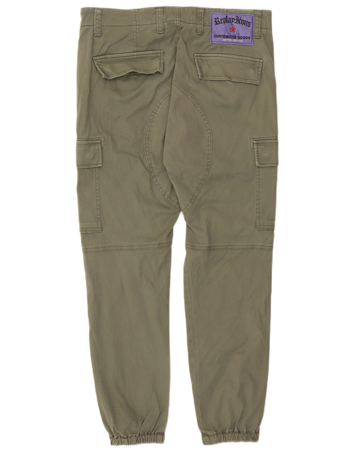 Replay Pantalon Cargo Joggers Homme W27 L27 Kaki Coton