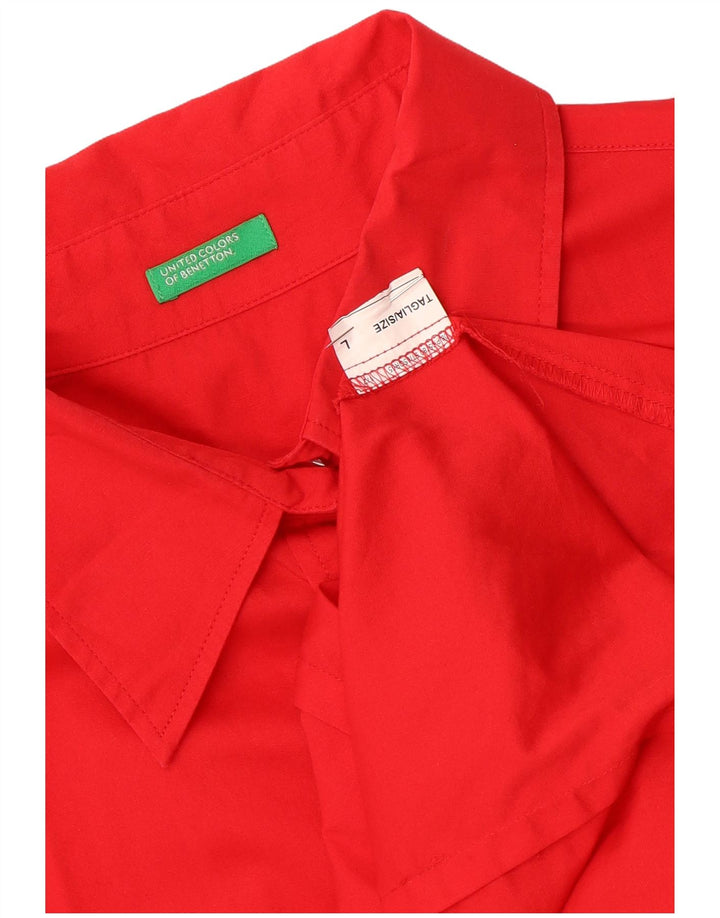 Benetton Chemise à manches courtes pour femme UK 16 Large Rouge