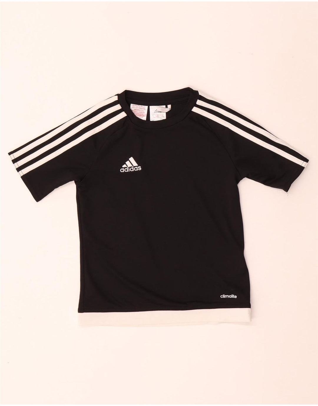 ADIDAS Garçon Climalite Graphic T-Shirt Top 7-8 ans Noir Polyester