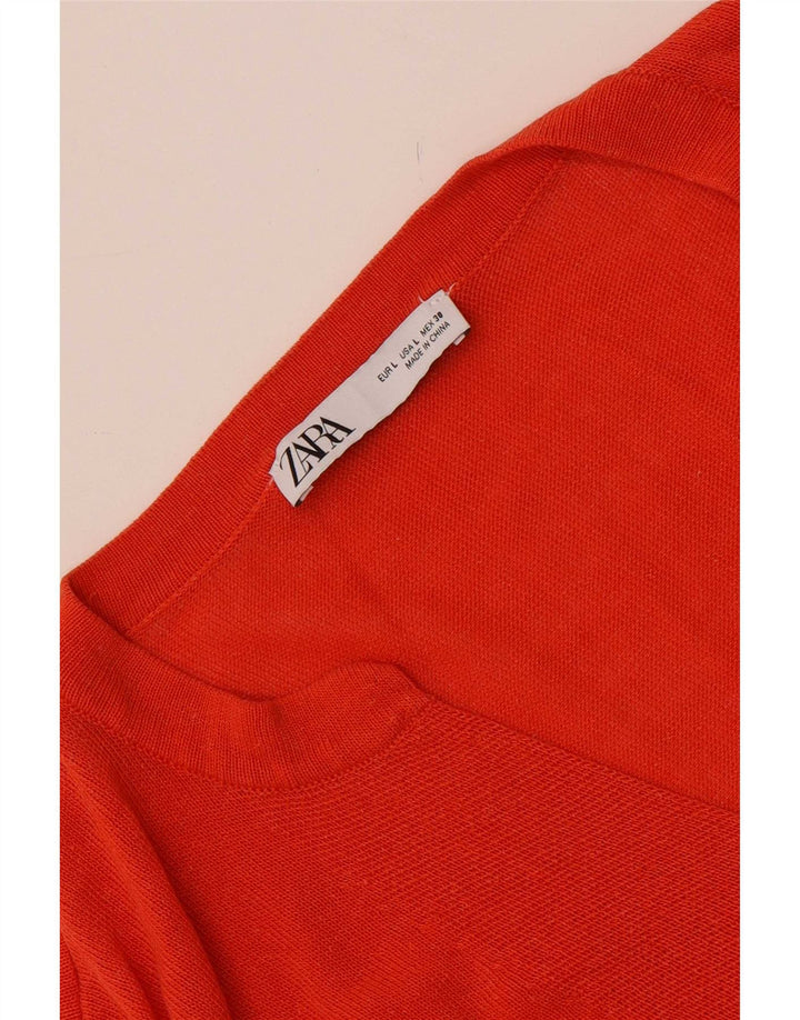 Zara Pull surdimensionné à col en V pour femme UK 16 Large Orange