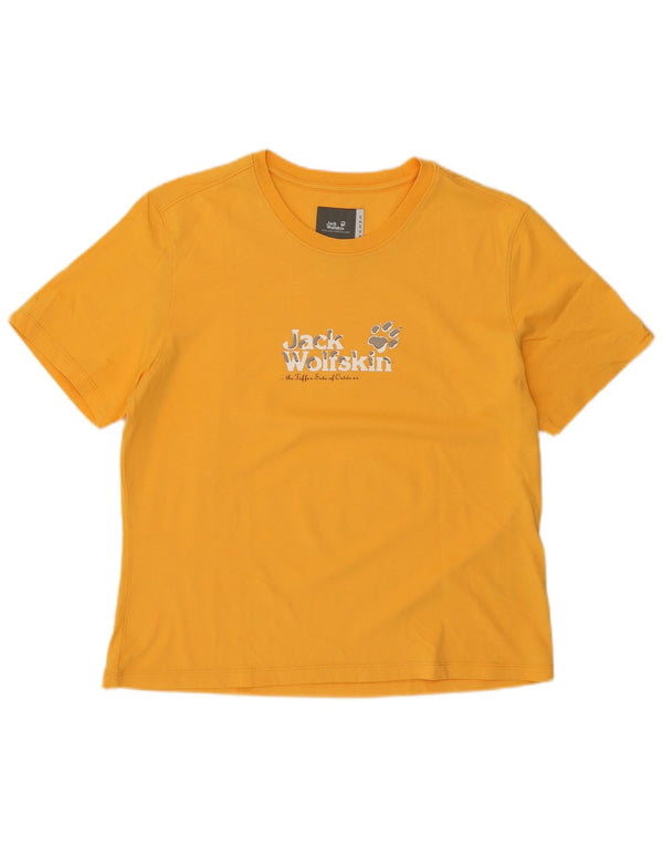 JACK WOLFSKIN T-Shirt Graphique Femme UK 18 XL Coton Jaune