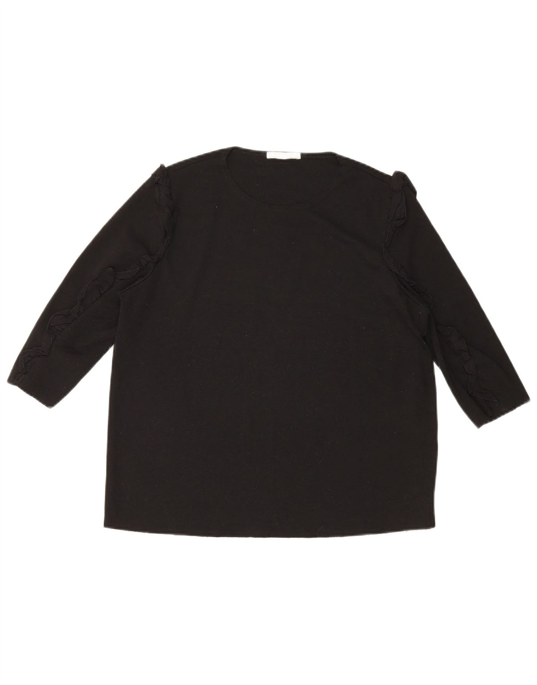 Zara Femme Top Manches 3/4 UK 16 Large Noir Coton