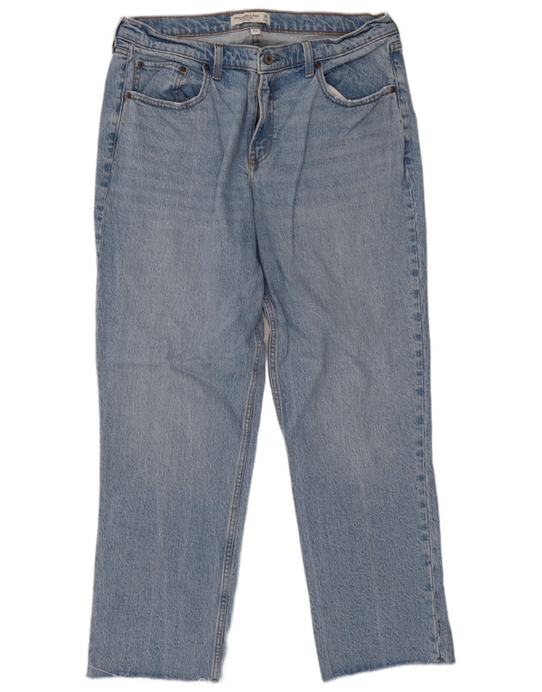 Abercrombie & Fitch Curve Jean droit taille moyenne pour femme W32 L28 Bleu années 90