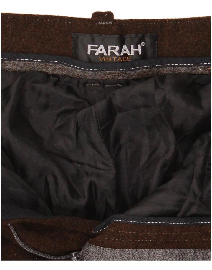 FARAH Pantalon de Costume Droit Homme W34 L26 Laine Marron