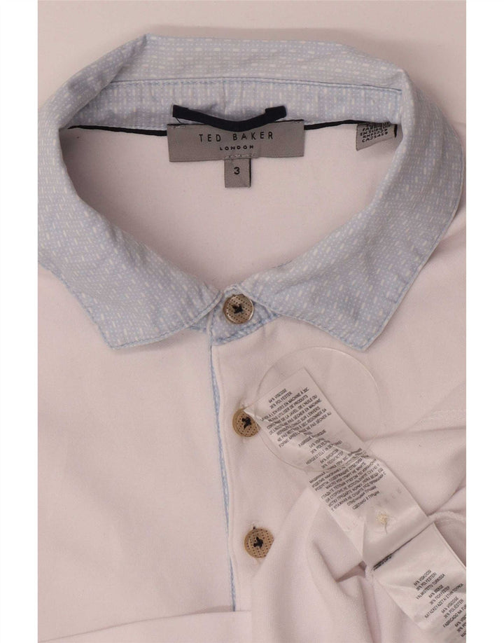 Ted Baker Polo Homme Taille 3 Medium Blanc Viscose