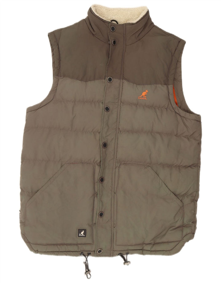 Kangol Gilet rembourré Sherpa pour homme UK 36 Small Gris Colorblock Nylon