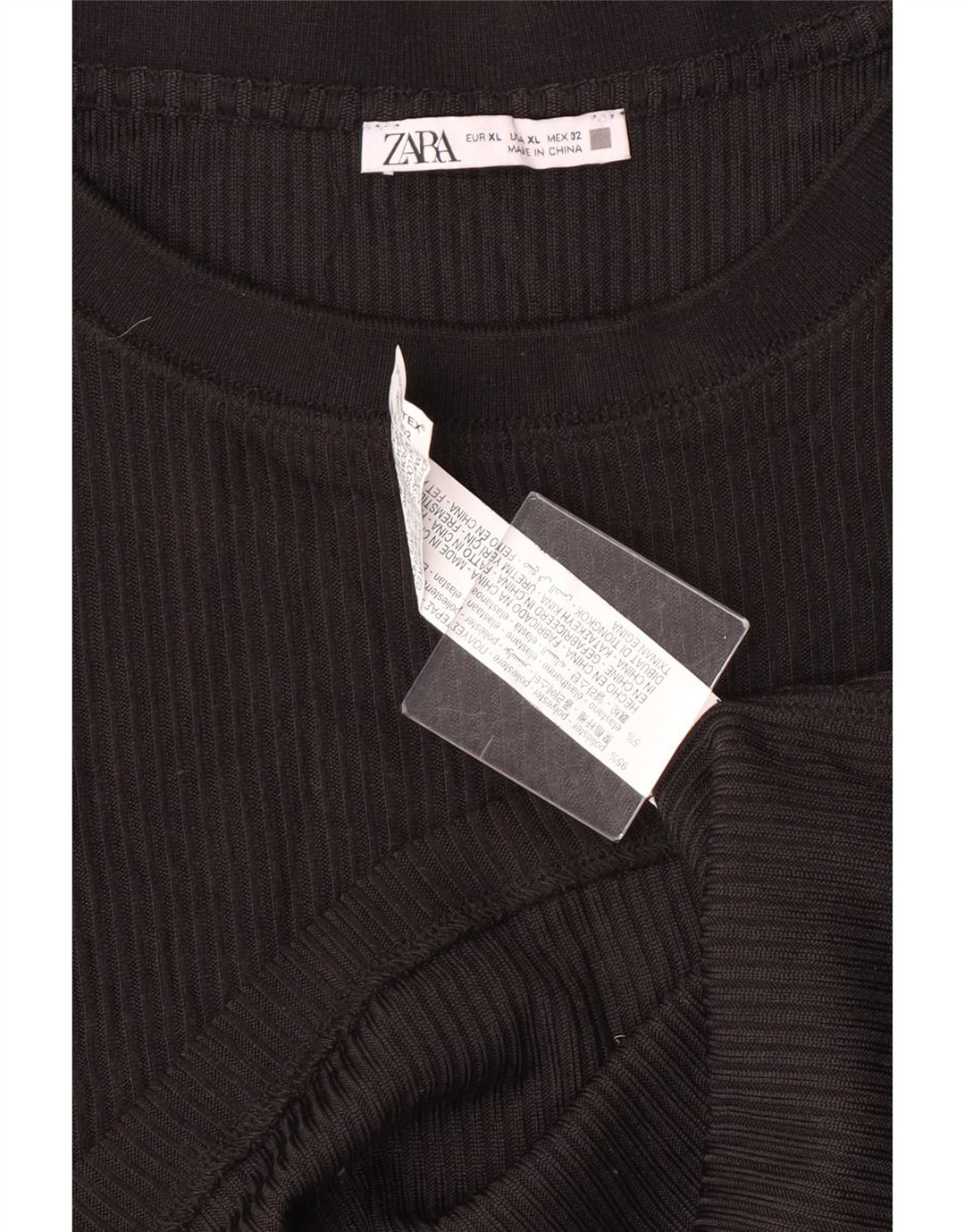 Zara Femme Top Manches Longues UK 18 XL Noir Polyester