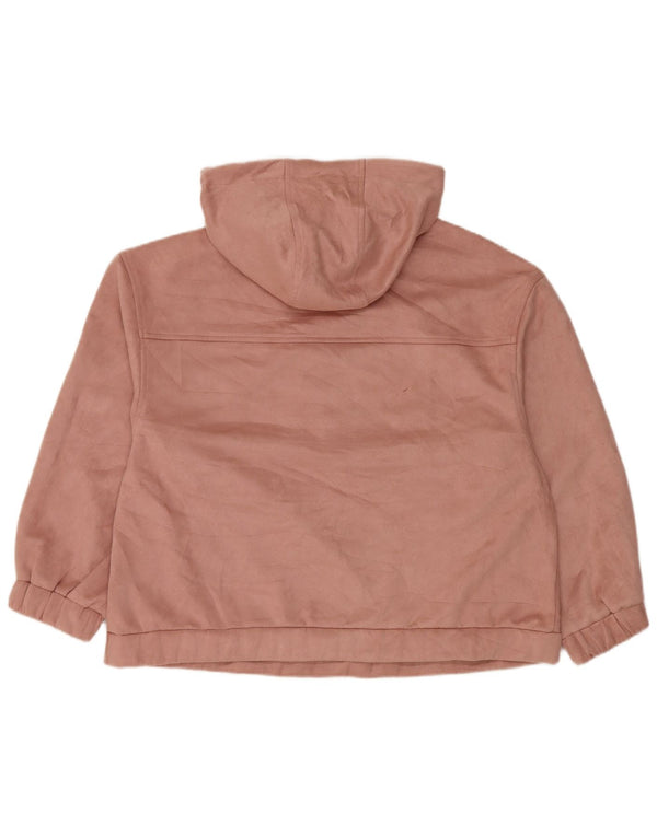 Zara Pull à capuche surdimensionné avec col zippé pour femme UK 10 Petit Rose Polyester