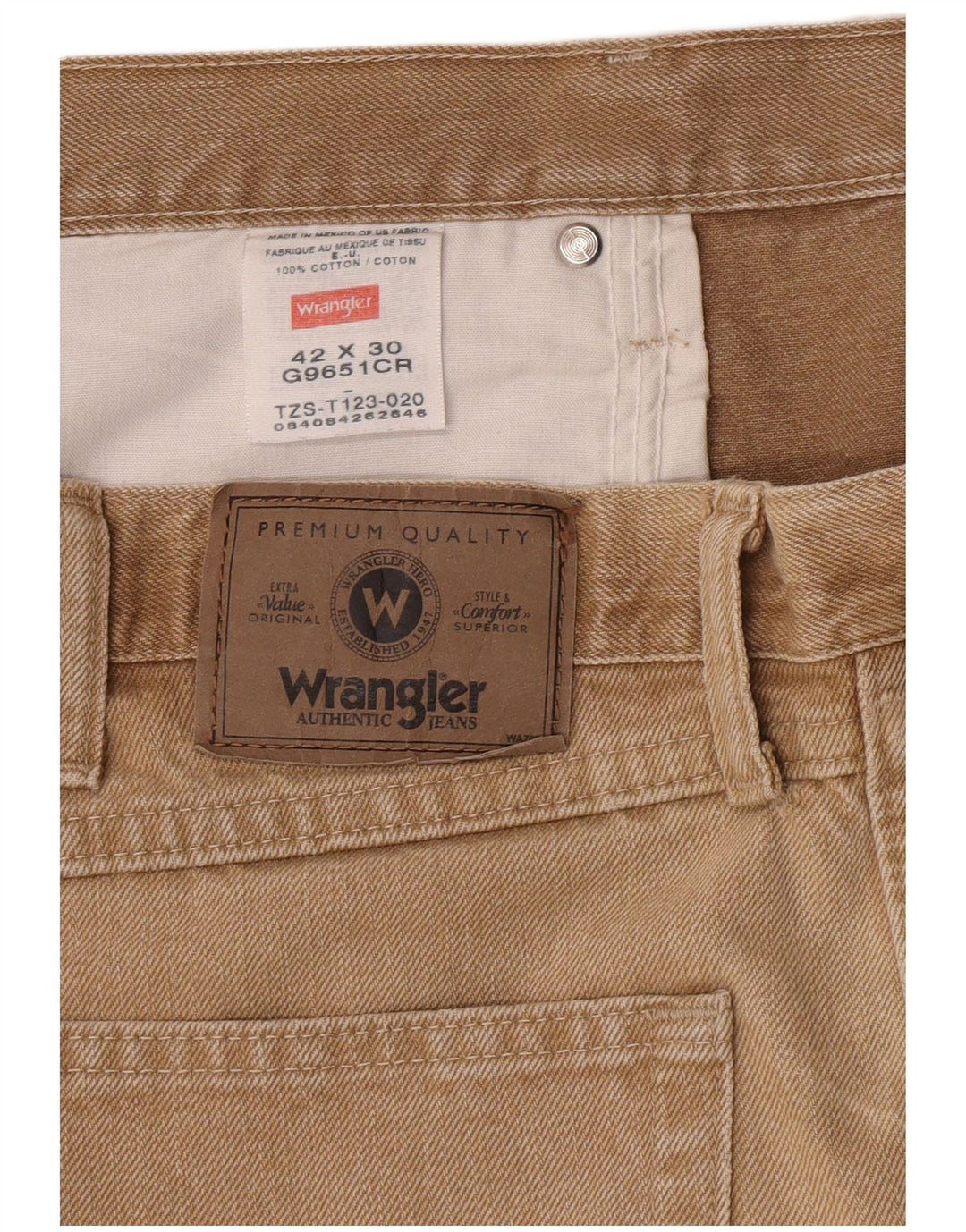 Wrangler Jean droit homme W42 L30 coton beige