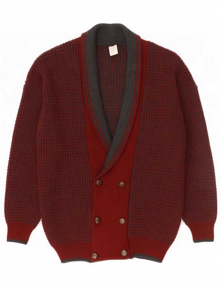 Pull Cardigan Homme Vintage IT 48/50 Laine Bordeaux Moyenne