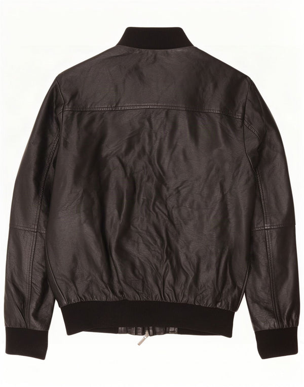 Cotton & Silk Veste bomber en simili cuir pour femme UK 18 XL Noir Polyuréthane