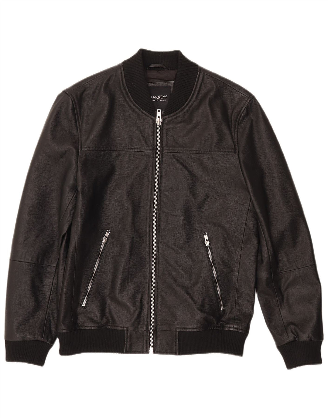 BARNEYS Veste en cuir pour homme UK 38 Cuir noir moyen