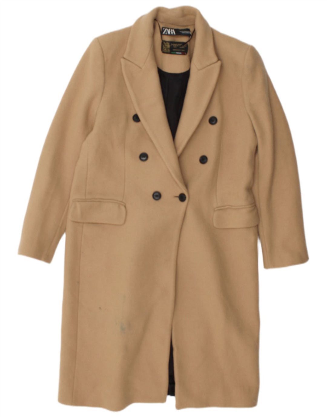 Zara Manteau croisé pour femme UK 14 Polyester beige moyen