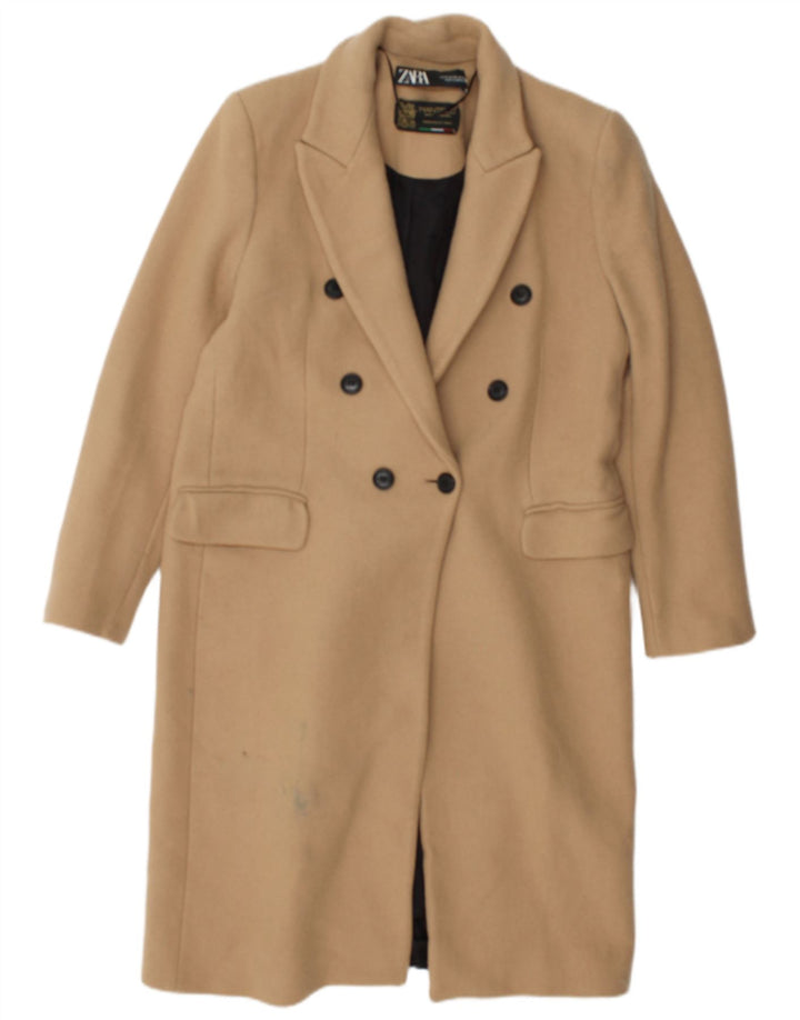 Zara Manteau croisé pour femme UK 14 Polyester beige moyen