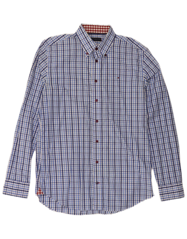 Tommy Hilfiger Chemise homme Taille 39 15 1/2 Coton à carreaux bleu moyen