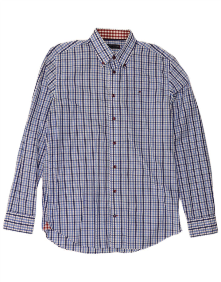 Tommy Hilfiger Chemise homme Taille 39 15 1/2 Coton à carreaux bleu moyen