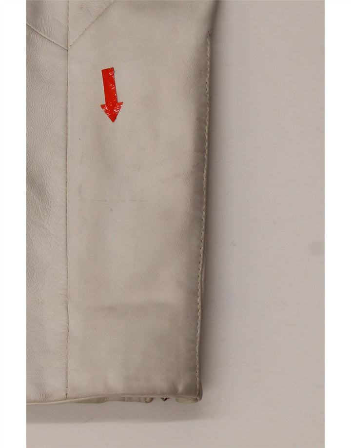 Conbipel Blouson Motard En Cuir Femme IT 42 Cuir Blanc Moyen