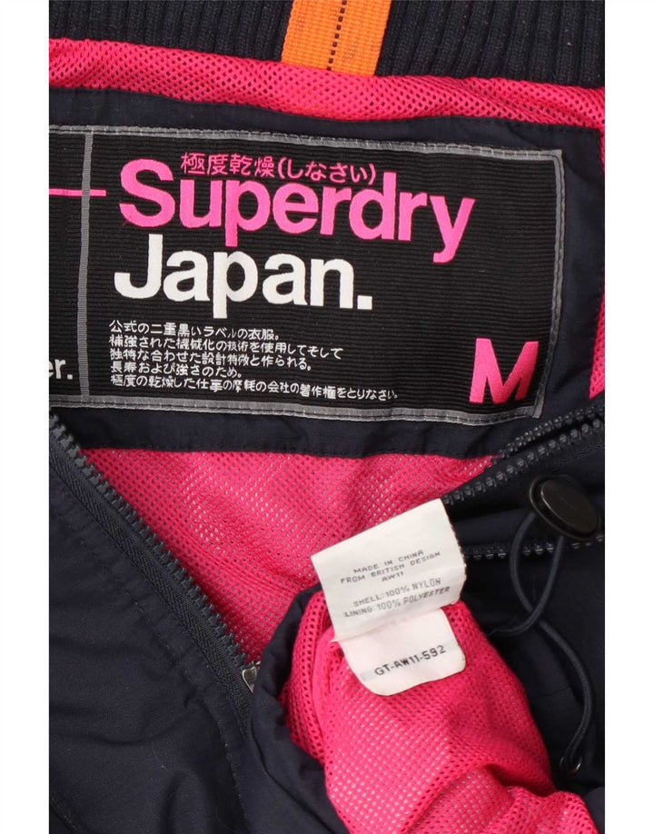 Superdry Veste de Pluie Femme UK 14 Medium Bleu Marine Nylon