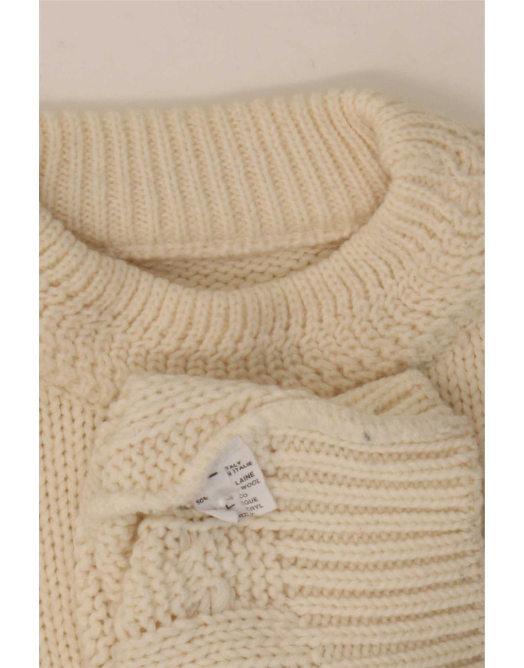 vintage Mens Turtle Neck Jumper Pull Grande Laine Blanche