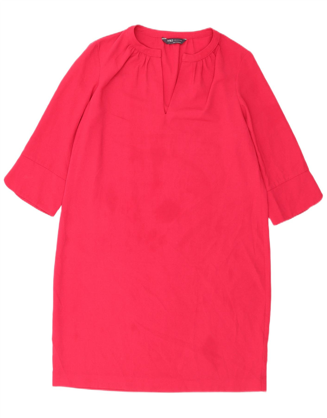 Marks & Spencer Robe droite à manches 3/4 pour femme UK 14 Large Rose Polyester