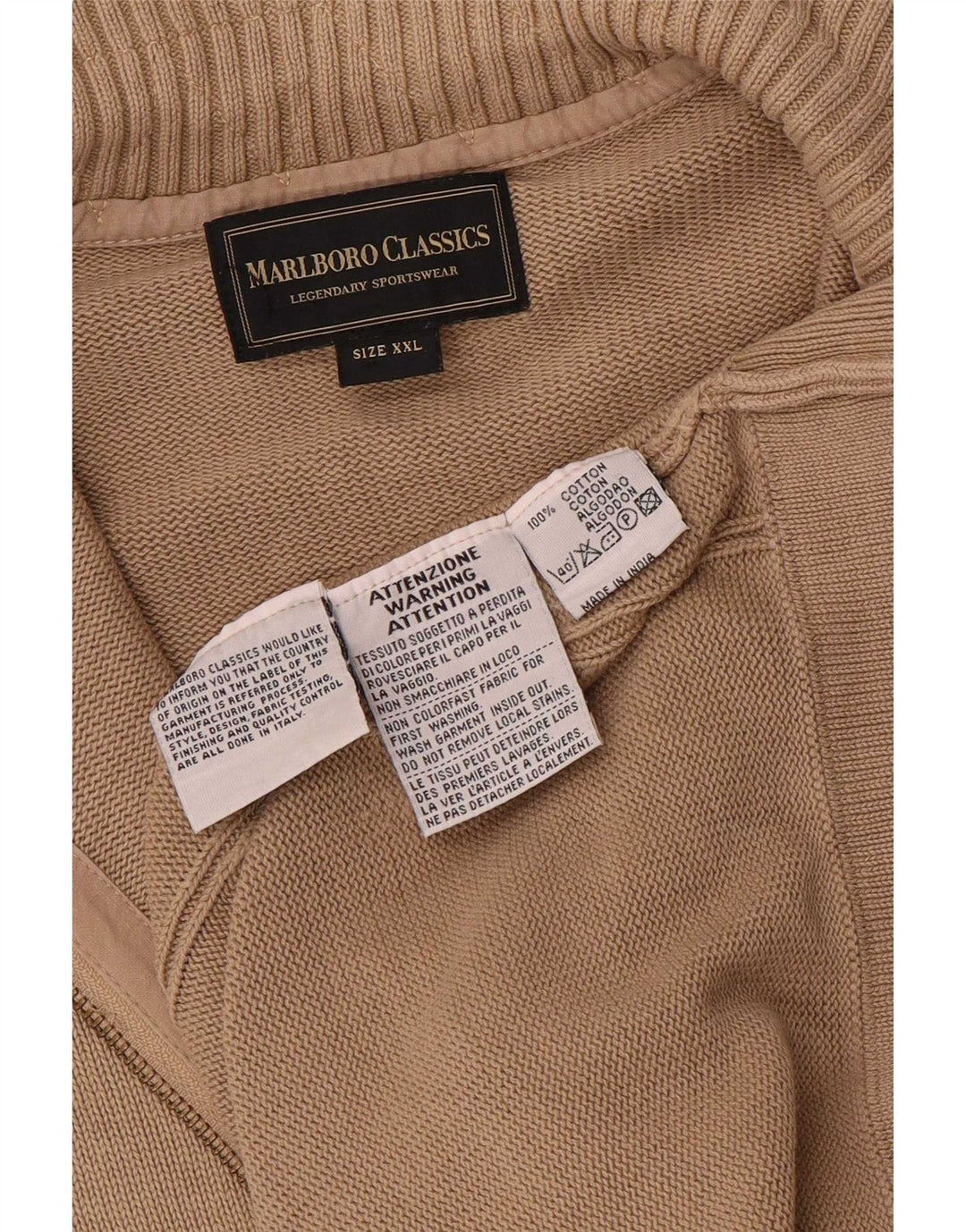 Marlboro Classics Cardigan pour homme en coton beige 2XL