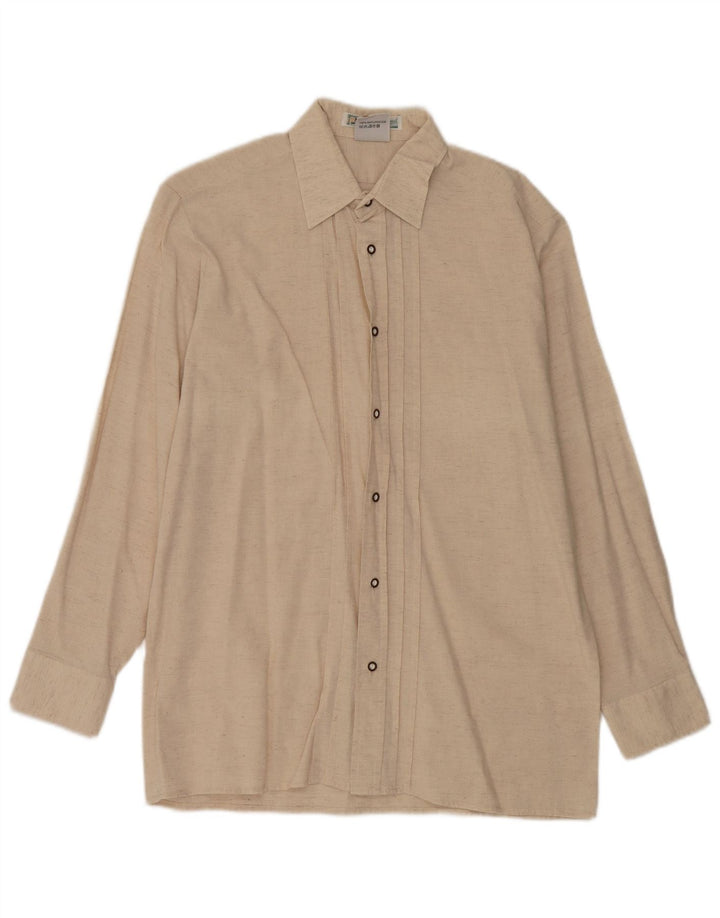 vintage Chemise Homme Taille 40 Soie Beige Moyenne