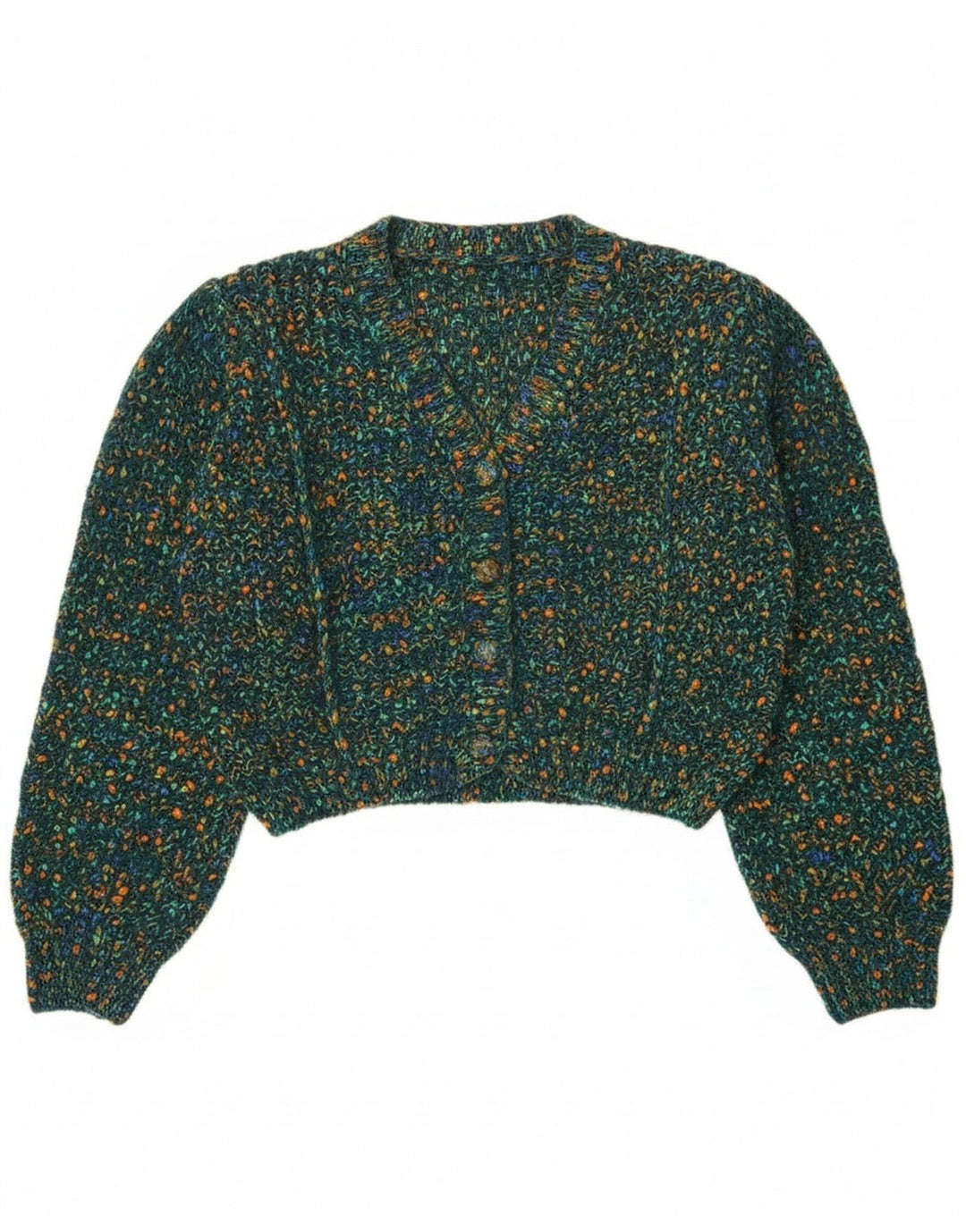 Cider Womens Crop Cardigan Pull UK 16 Grand Vert Moucheté Polyester