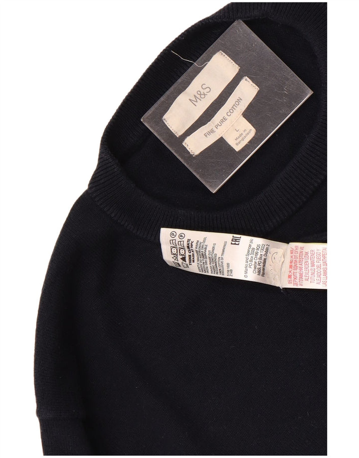 Marks & Spencer Pull à col rond pour homme en coton bleu marine Taille L
