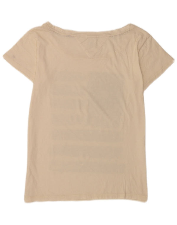 Tommy Hilfiger T-shirt graphique pour femme UK 14 Grand motif cachemire blanc cassé