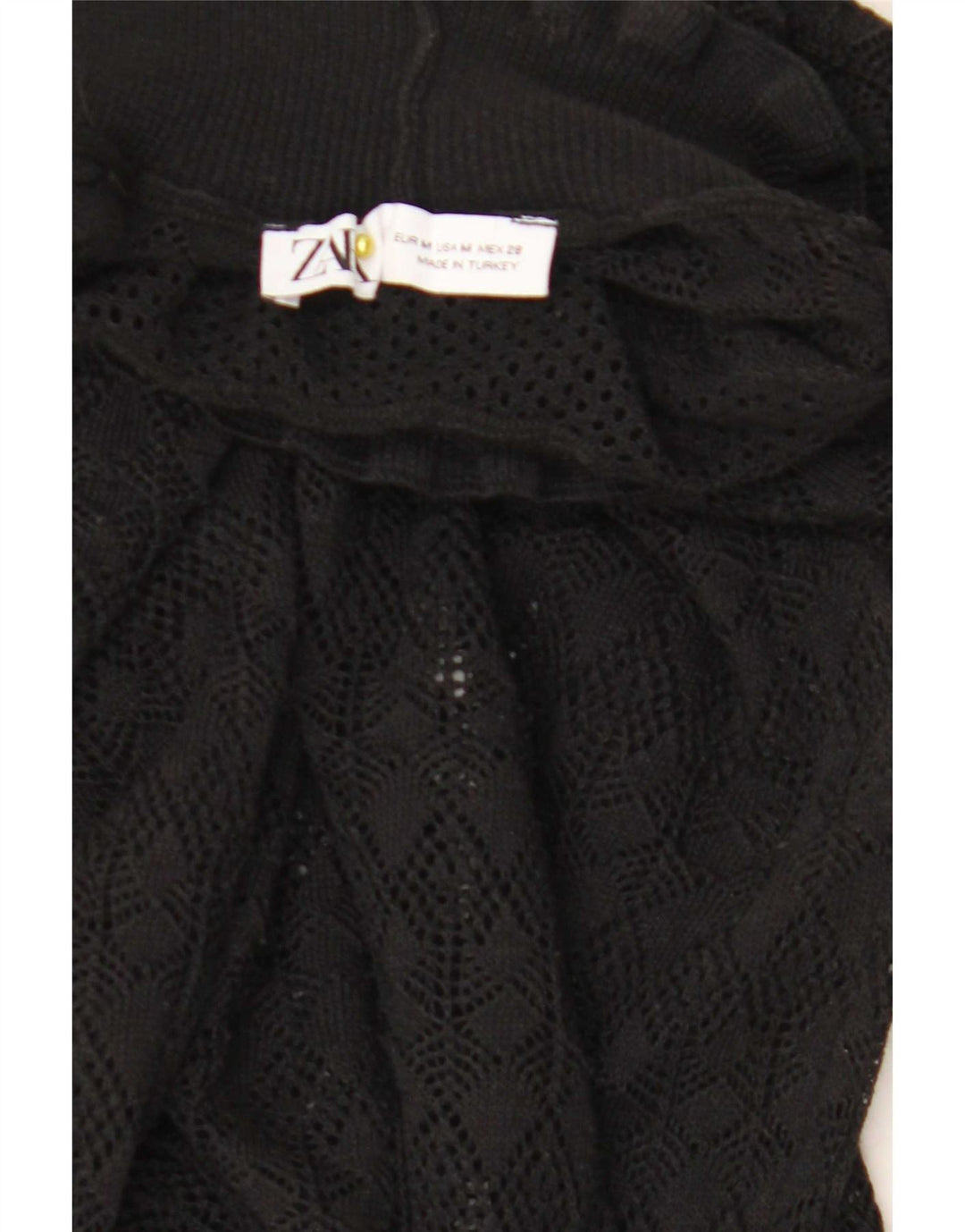 Zara Pull transparent à col roulé pour femme UK 12 Noir moyen