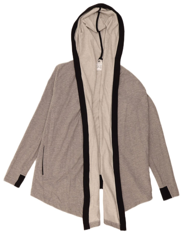 ADIDAS Pull cardigan à capuche pour femme UK 12/14 Gris moyen Colourblock