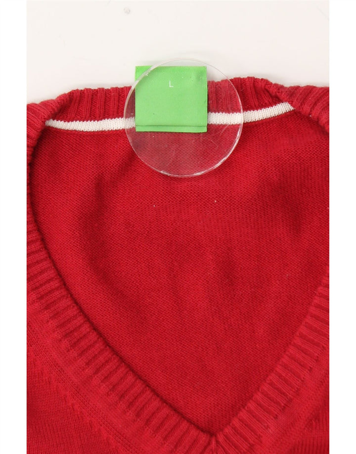 HUGO BOSS Pull Graphique à Col en V Homme Large Rouge Colourblock