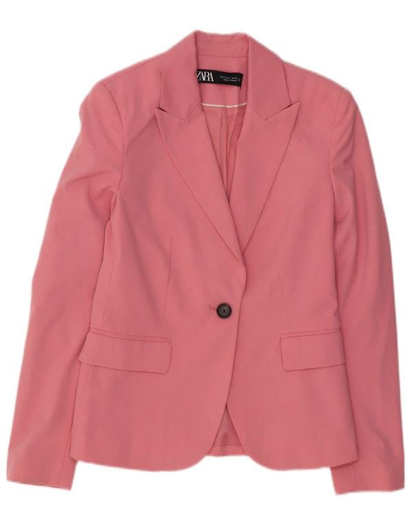 Zara Veste Blazer 1 Bouton Femme EU 34 2XS Rose Polyester