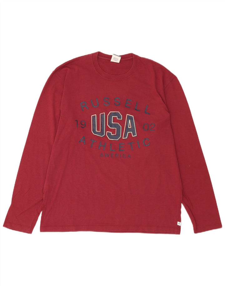 Russell Athletic Haut graphique à manches longues pour homme en coton rouge Taille L