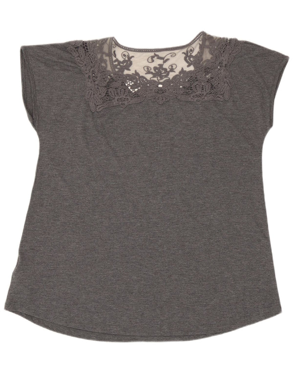 Marks & Spencer Chemisier pour femme UK 44 Large Gris Floral Polyester