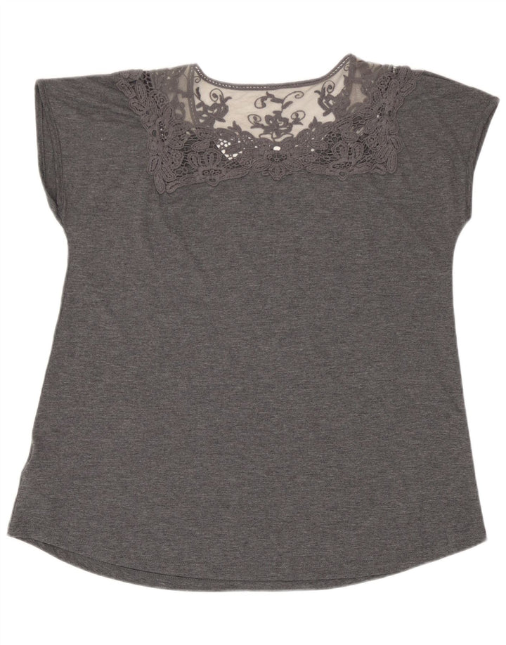 Marks & Spencer Chemisier pour femme UK 44 Large Gris Floral Polyester