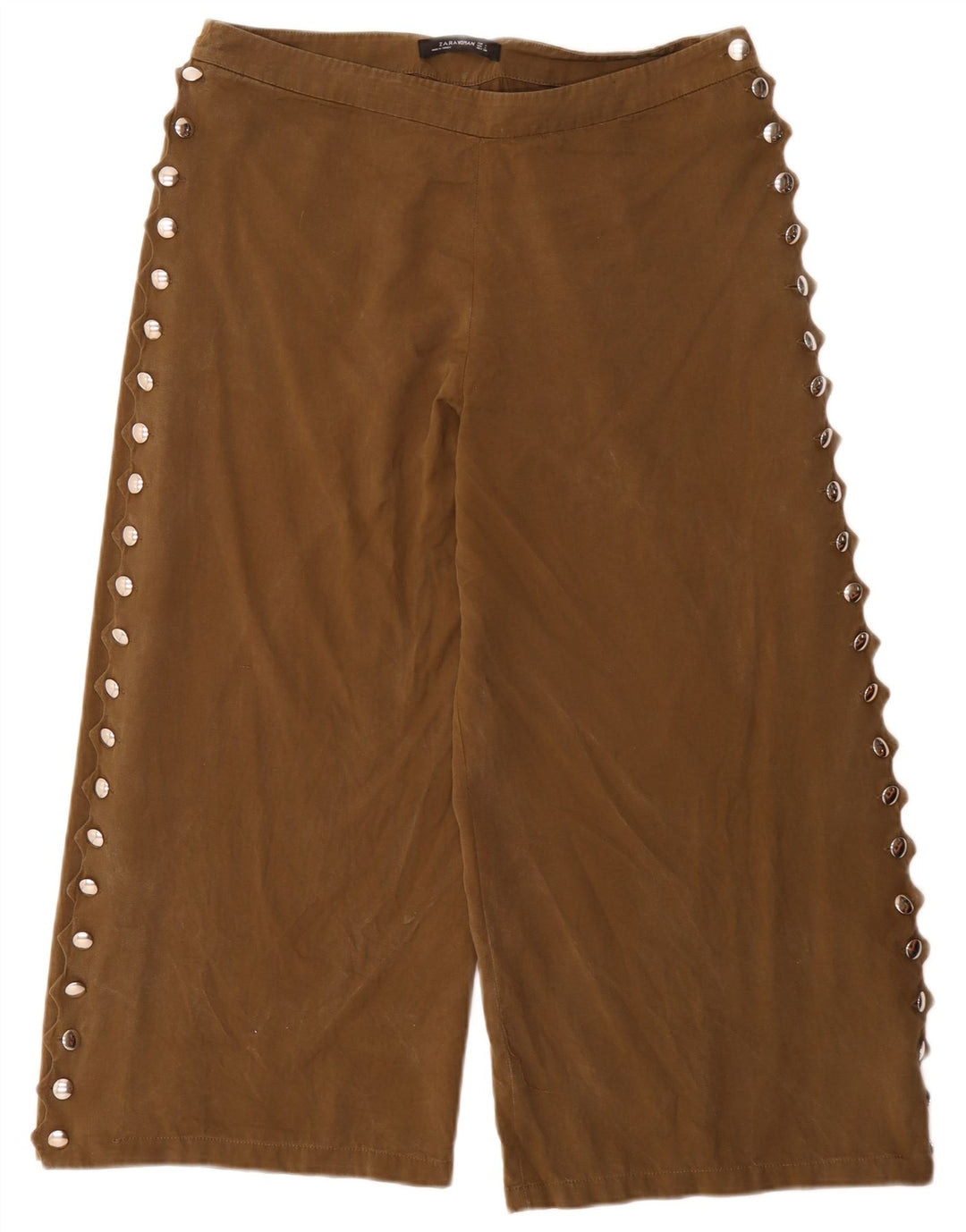 Pantalon Capri Femme Zara Large W32 L24 Kaki