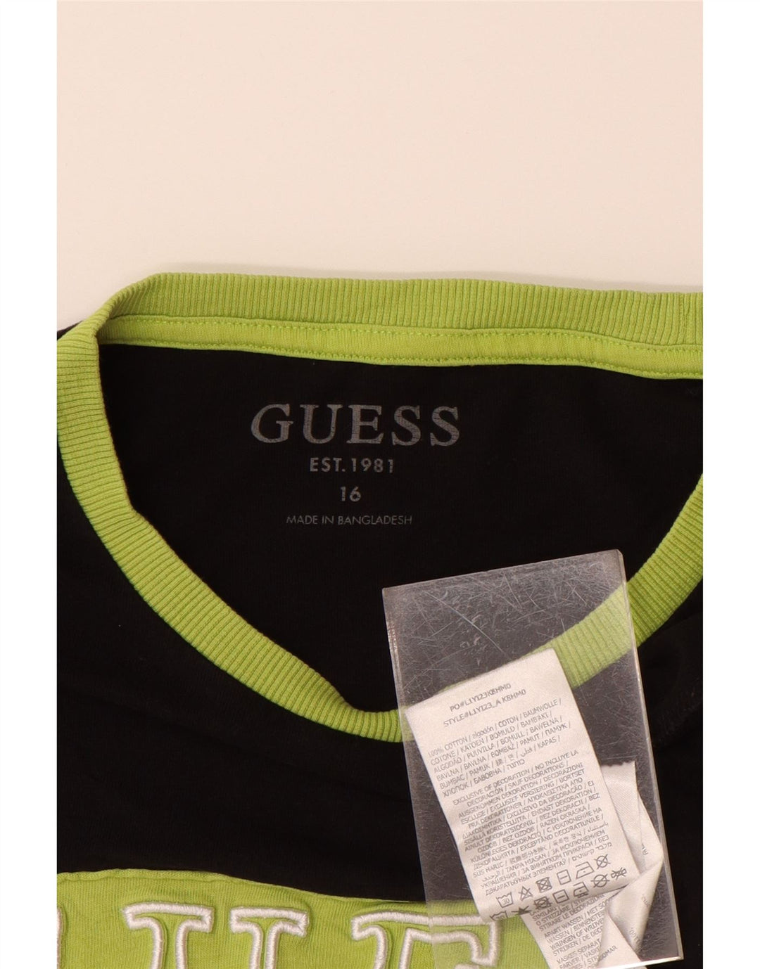 GUESS Haut Graphique Garçon Manches Longues 15-16 ans Coton Rayé Noir