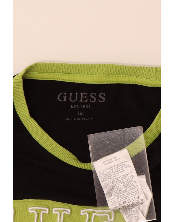 GUESS Haut Graphique Garçon Manches Longues 15-16 ans Coton Rayé Noir