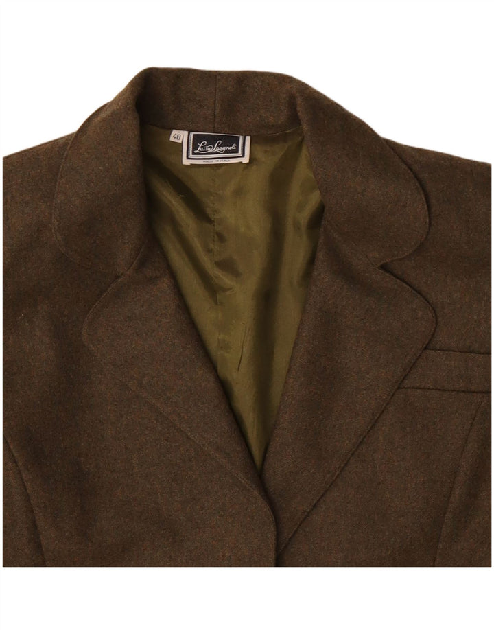LUISA SPAGNOLI Womens 1 Button Blazer Jacket IT 46 Large Khaki Wool