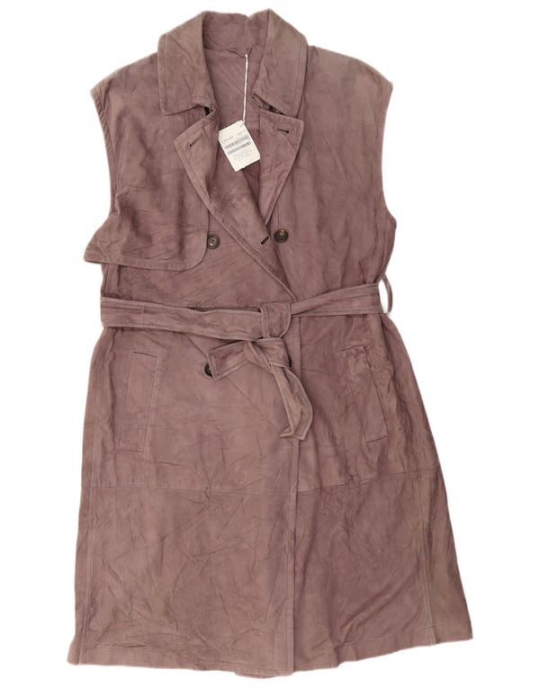 Brunello Cucinelli Trench-coat en daim sans manches pour femme IT 42 Marron moyen